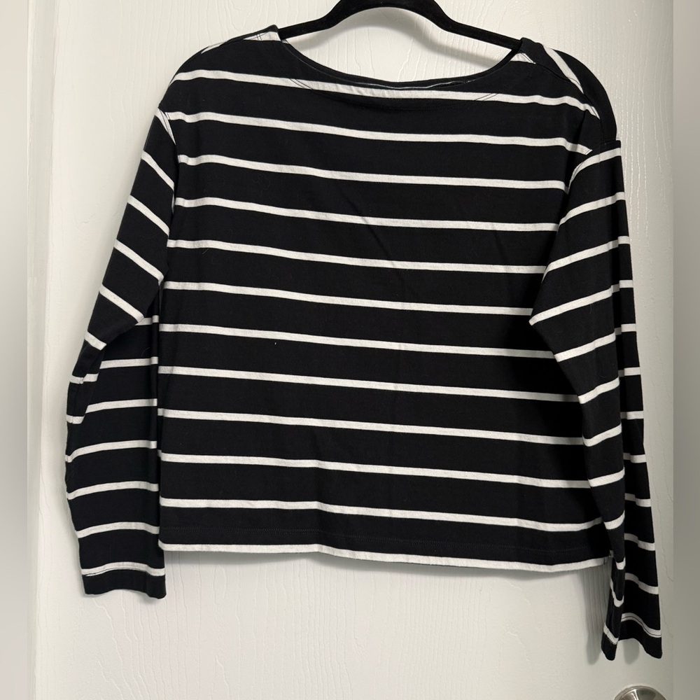 Old Navy Mariner Black and White Striped Long Sleeve Top